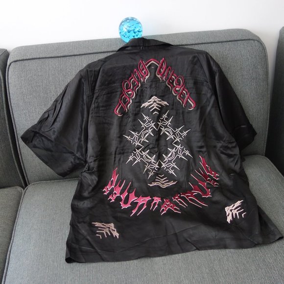 Diesel 100% Rayon-Viscose Casual Button Down Short Sleeve Black Shirt Size S - Picture 6 of 14